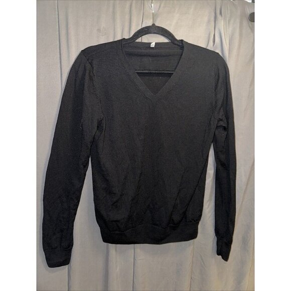 Unbranded Women's Merino Wool Sweater Silk Blend V Neck Size M Black - Picture 2 of 14